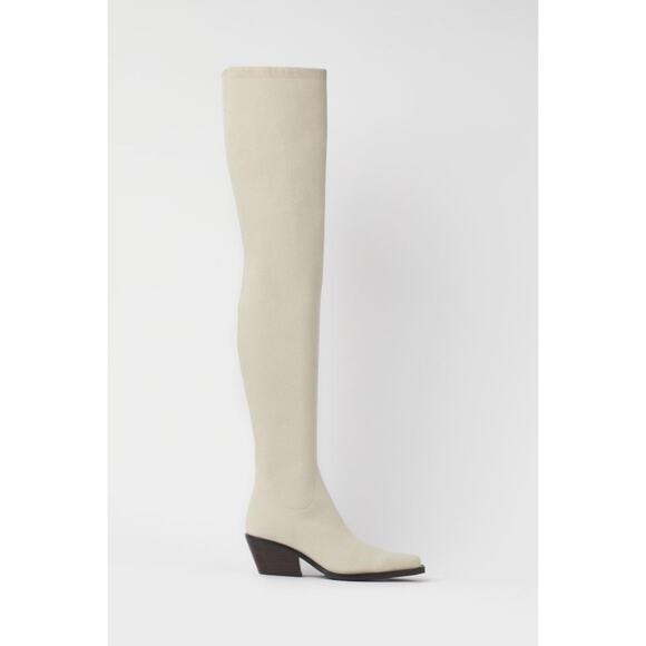 NWT H&M Innovation Co-Exist Story Thigh-High Boots in Cream | Size 6 - Picture 5 of 15